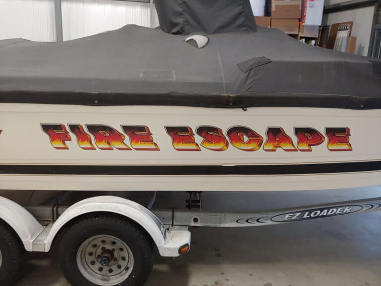 Boat graphics and lettering